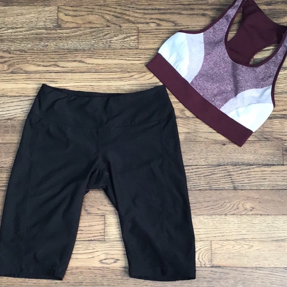 EUC set of Reebok biking shorts and athletic bra